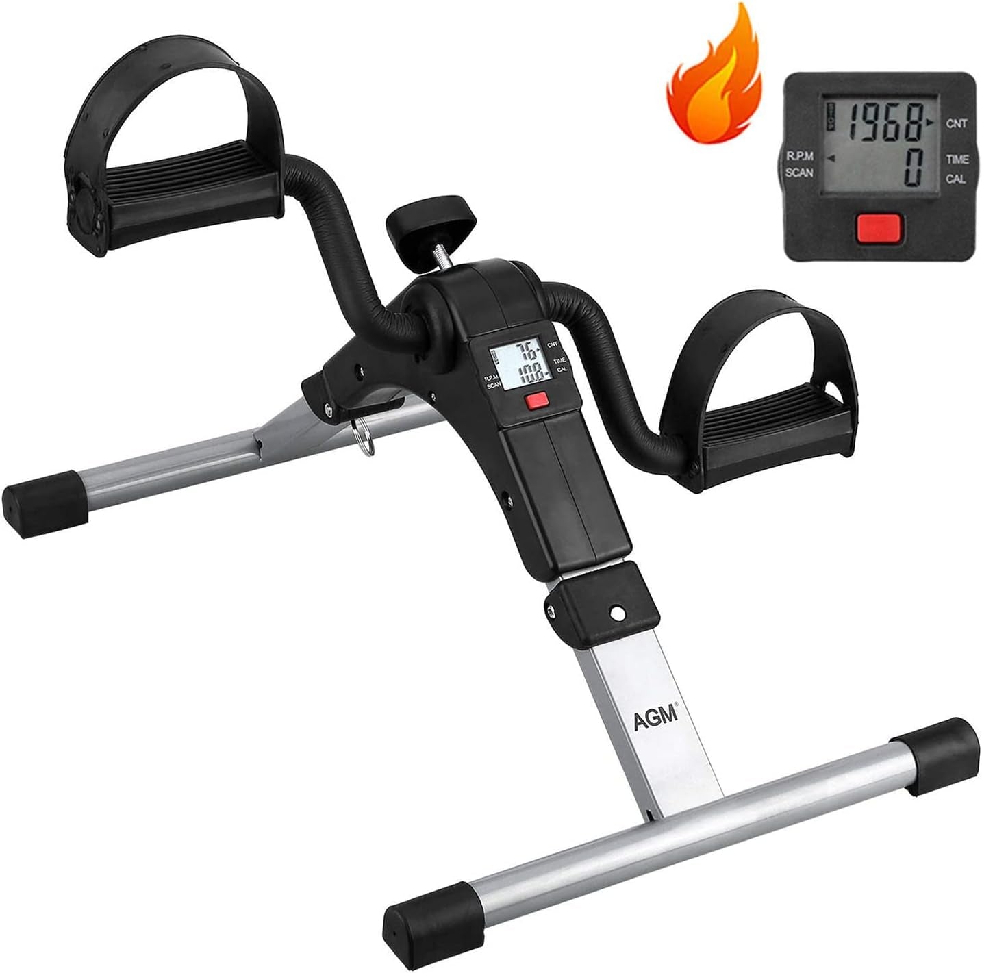 Portable Mini Cycle Pedal Exerciser with Adjustable Resistance and Digital Display